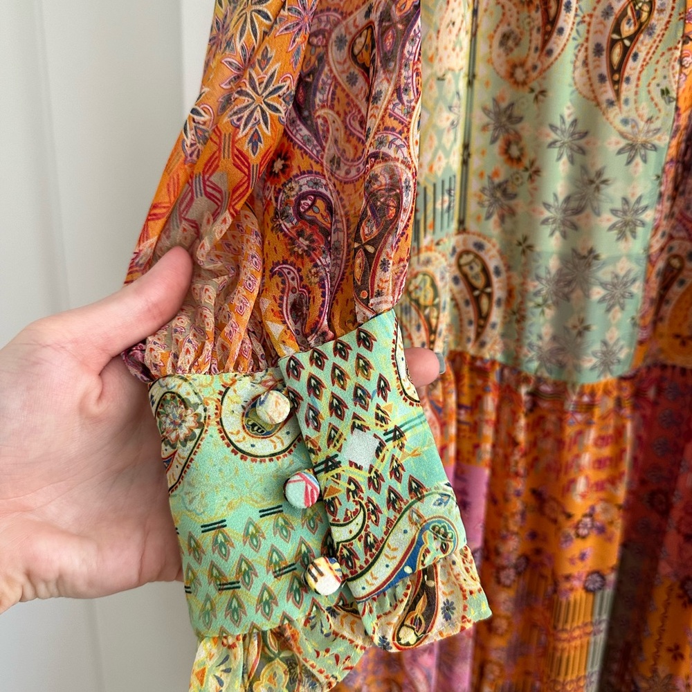 Alexis Multicolor Patchwork Long Sleeve Dress - image 3